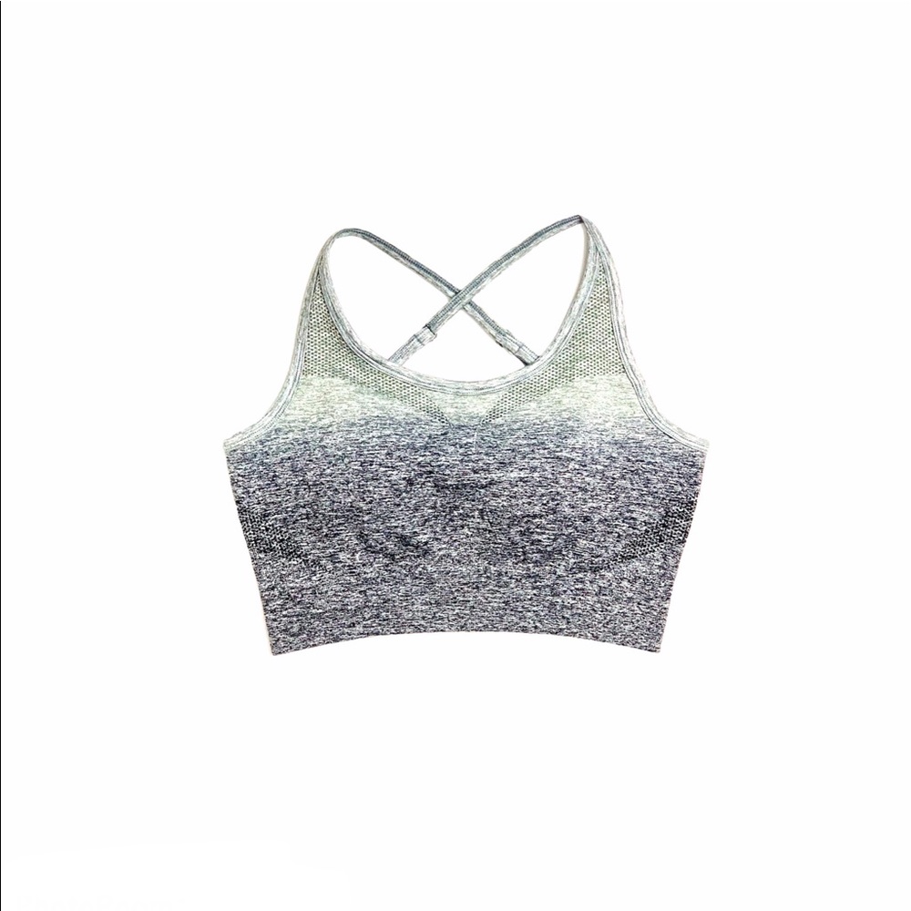 Black Marl:Halo Ombre Seamless Crop Top Sports Bra